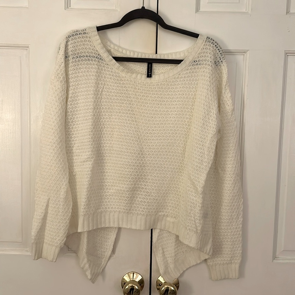White Slit Back Sweater